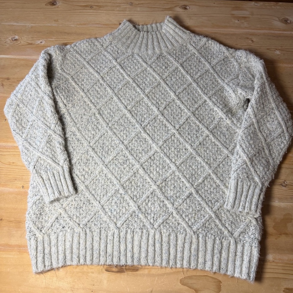 Bohme Oatmeal Knit‎ Sweater Womens Small Mock Neck Textured Cozy